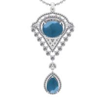 8.62 Ctw SI2/I1 Aquamarine And Diamond 14K White Gold Necklace