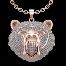 3.75 Ctw SI2/I1 Diamond 18K Rose Gold Bear Pendant Necklace