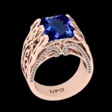 5.74 Ctw VS/SI1 Tanzanite and Diamond 14K Rose Gold Vintage Style Ring