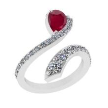 1.51 Ctw SI2/I1 Ruby and Diamond 14K White Gold Engagement Halo Ring