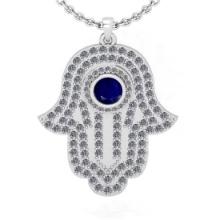 1.97 Ctw SI2/I1 Blue Sapphire and Diamond 14K White Gold Pendant Necklace