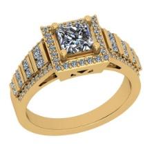 Certified 1.04 Ctw I2/I3 Diamond 10K Yellow Gold Vintage Style Wedding Halo Ring