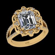 2.84 Ctw SI2/I1 Diamond 18K Yellow Gold Engagement Halo Ring