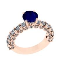 2.03 Ctw SI2/I1 Blue Sapphire and Diamond 14K Rose Gold Engagement Ring