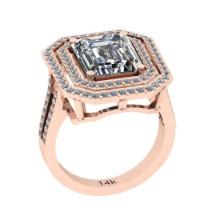 2.70 Ctw SI2/I1 Diamond 14K Rose Gold Wedding Halo Ring (Emerald Cut Center Stone Certified By GIA )