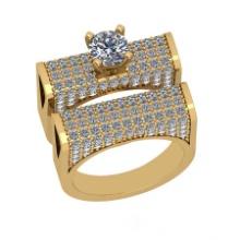 3.11 Ctw SI2/I1 Diamond 14K Yellow Gold Engagement Set Ring