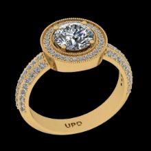 1.82 Ctw VS/SI1 Diamond 14K Yellow Gold Engagement Halo Ring