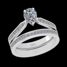 1.02 Ctw SI2/I1 Diamond 10K White Gold Engagement set Ring