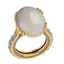 12.55 Ctw SI2/I1 Opal And Diamond 14K Yellow Gold Engagement Ring