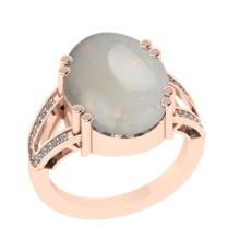 8.30 Ctw SI2/I1 Opal And Diamond 14K Rose Gold Engagement Ring