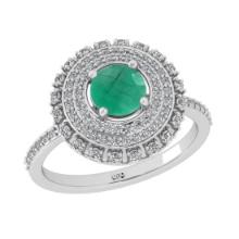 1.65 Ctw SI2/I1 Emerald and Diamond 14K White Gold Engagement Halo Ring