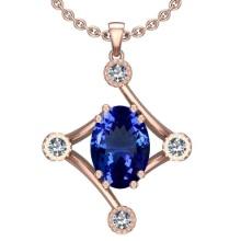 Certified 5.66 Ctw VS/SI1 Tanzanite And Diamond 14k Rose Gold Victorian Style Necklace