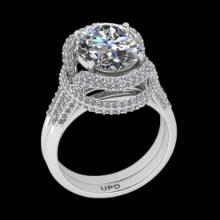 4.84 Ctw VS/SI1 Diamond14K White Gold Vintage Style Ring