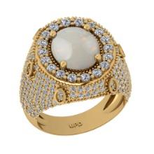 6.25 Ctw I2/I3 Opal And Diamond 14K Yellow Gold Engagement Ring