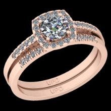 1.34 Ctw SI2/I1 Diamond 14K Rose Gold Engagement Halo Set Ring