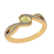 0.65 Ctw GIA Certified Fancy Yellow Diamond 14K Yellow Gold Engagement Halo Ring