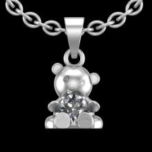 0.95 Ctw SI2//I1 Diamond 14 K White Gold Teddy Pendant Necklace