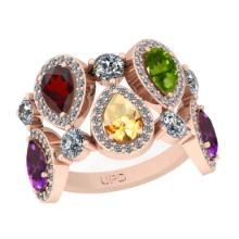 2.95 Ctw I2/I3 Multi Stone And Diamond 10K Rose Gold Ring