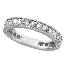 Diamond Eternity Milgrain Edged Ring Band 14k White Gold 1.00ctw