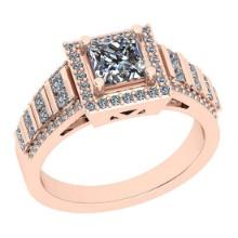 Certified 1.04 Ctw SI2/I1 Diamond 14K Rose Gold Vintage Style Wedding Halo Ring