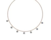 1.05 Ctw SI2/I1 Diamond 14K Rose Gold Station Necklace