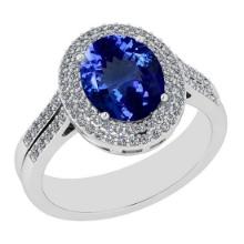 3.68 Ctw VS/SI1 Tanzanite And Diamond 14K White Gold halo Ring