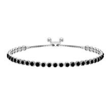 1.12 Ctw i2/i3 Treated Fancy Black Diamond Crown Set 14K White Gold Slide Bracelet