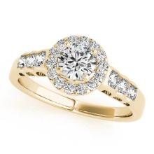 CERTIFIED 18K YELLOW GOLD 1.16 CTW J-K/VS-SI1 DIAMOND HALO ENGAGEMENT RING