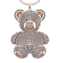 2.25 Ctw VS/SI1 Diamond 14K Rose Gold Cute Teddy Necklace (ALL DIAMOND ARE LAB GROWN )(ALL DIAMOND A