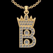 0.32 CtwVS/SI1 Diamond 10K Yellow Gold alphabet (B) Pendant Necklace (ALL DIAMOND ARE LAB GROWN )