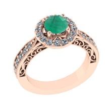 1.90 Ctw VS/SI1 Emerald and Diamond 14K Rose Gold Engagement Ring(ALL DIAMOND ARE LAB GROWN)
