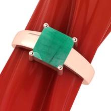 2.20 Ctw Emerald14K Rose Gold Solitaire Ring (ALL DIAMOND ARE LAB GROWN)