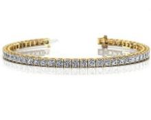 14K YELLOW GOLD 4 CTW G-H I1/I2 PRINCESS CUT BRACELET LAB-GROWN DIAMOND