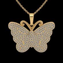 1.25 Ctw VS/SI1 Diamond 14K Yellow Gold butterfly Necklace (ALL DIAMOND ARE LAB GROWN )