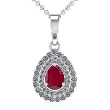 3.09 Ctw VS/SI1 Ruby and Diamond 14K White Gold Necklace (ALL DIAMOND ARE LAB GROWN )