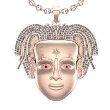 1.53Ctw VS/SI1 Ruby and Diamond Prong Set 14K Rose Gold Clown Necklace (ALL DIAMOND ARE LAB GROWN )