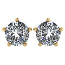 CERTIFIED 1.5 CTW ROUND D/SI1 DIAMOND (LAB GROWN Certified DIAMOND SOLITAIRE EARRINGS ) IN 14K YELLO