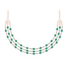 19.95 Ctw VS/SI1 Emerald and Diamond 14K Rose Gold Necklace ( ALL DIAMOND LAB GROWN )