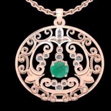0.60 Ctw VS/SI1 Emerald and Diamond 14K Rose Gold necklace (ALL DIAMOND ARE LAB GROWN )