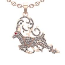1.20 Ctw VS/SI1 Ruby and Diamond Prong Set 14K Rose Gold Deer Necklace (ALL DIAMOND ARE LAB GROWN )