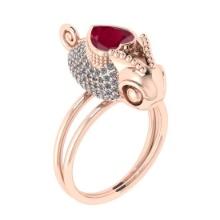 2.06 Ctw VS/SI1 Ruby and Diamond 14K Rose Gold Animal Ring(ALL DIAMOND ARE LAB GROWN)