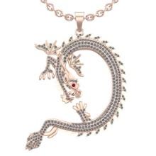 1.96 Ctw VS/SI1 Ruby And Diamond 14K Rose Gold Dragon Pendant Necklace ALL DIAMOND ARE LAB GROWN