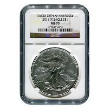 Certified Uncirculated Silver Eagle 2011-W MS70 NGC