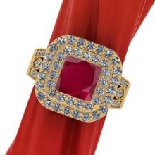 3.20 CtwVS/SI1 Ruby and Diamond14K Yellow Gold Engagement Ring (ALL DIAMOND ARE LAB GROWN)