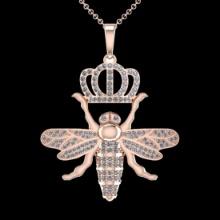 1.86 Ctw VS/SI1 Diamond 14K Rose Gold butterfly Necklace (ALL DIAMOND ARE LAB GROWN )