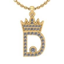 0.24 Ctw VS/SI1 Diamond 14K Yellow Gold alphabet (D) Necklace(ALL DIAMOND ARE LAB GROWN )