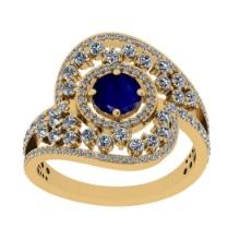 3.03 Ctw VS/SI1Blue Sapphire and Diamond 14K Yellow Gold Engagement Ring (ALL DIAMONDS ARE LAB GROWN