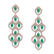 5.75 CtwVS/SI1 Emerald And Diamond 14K Rose Gold Dangling Earrings( ALL DIAMOND ARE LAB GROWN )