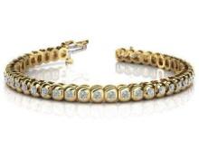 14K YELLOW GOLD 1 CTW G-H I1/I2 HALF BEZEL TENNIS BRACELET LAB-GROWN DIAMOND