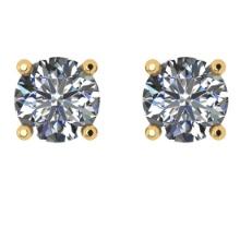 CERTIFIED 1.18 CTW ROUND D/VS1 DIAMOND (LAB GROWN Certified DIAMOND SOLITAIRE EARRINGS ) IN 14K YELL